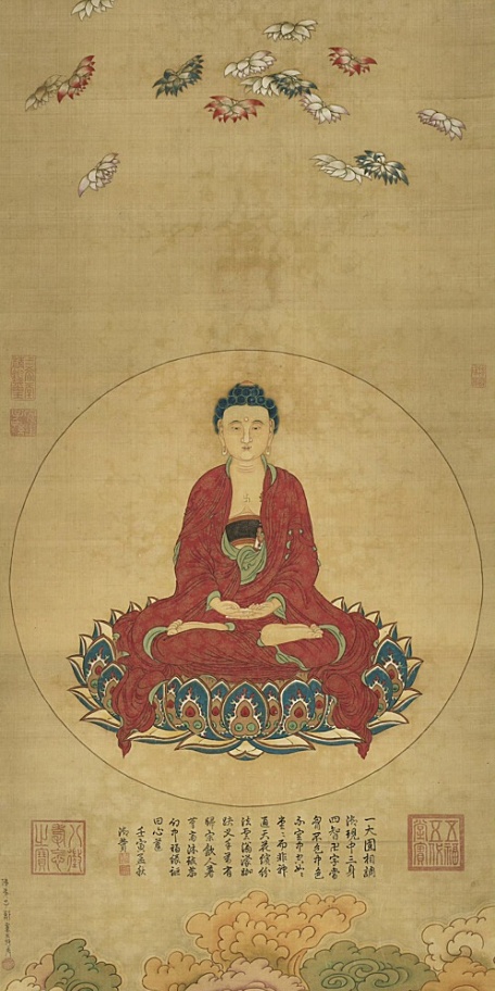 中国名画明代阿弥陀如来画像如来佛祖像宗教佛教壁纸