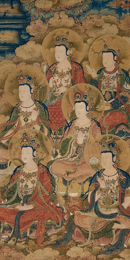 中国名画水陆画文殊普贤菩萨佛教宗教壁纸