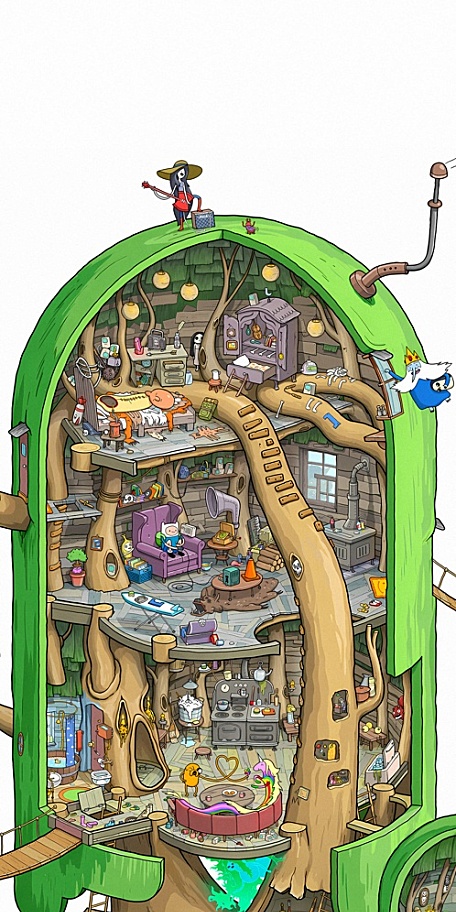 大树上的小屋卡通动漫卡通插画壁纸