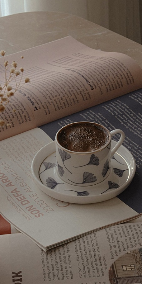 ins书本上的 卡布奇诺咖啡壁纸