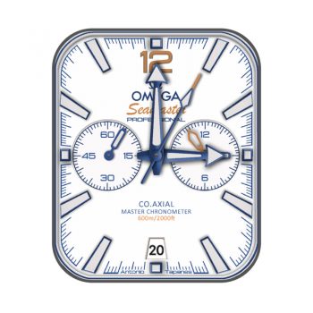 欧米茄OMEGA双小盘系列白蓝金简约书生气息表盘.clock