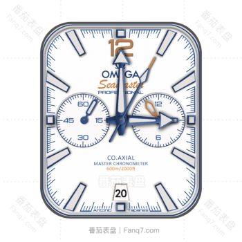 欧米茄OMEGA双小盘系列白蓝金简约书生气息表盘.clock