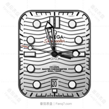 欧米茄OMEGA海马白色曲线波纹奇特表盘.clock