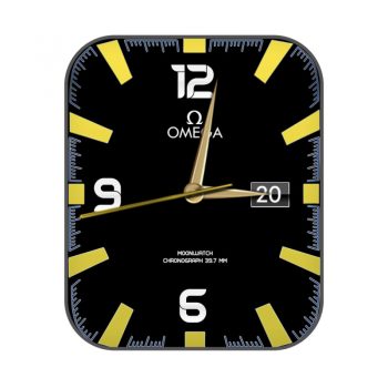 欧米茄OMEGA酷黑亮黄蓝边简约表盘.clock
