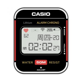 卡西欧CASIO经典系列简约风职场日常复古酷黑炫红撞色.clock