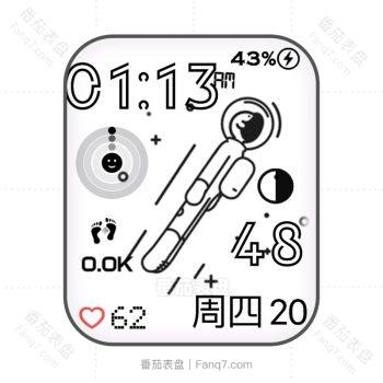 卡西欧CASIO网红卡通太空人系列动态旋转小人黑白简约表盘.clock