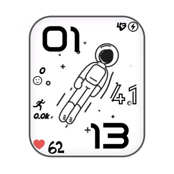 卡西欧CASIO网红卡通太空人系列动态旋转小人黑白简约表盘.clock