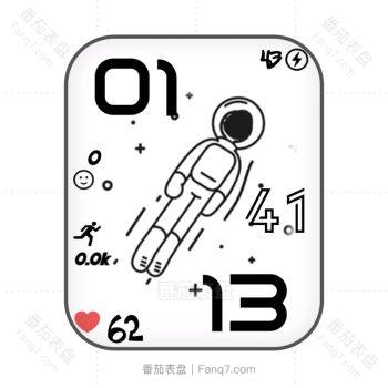 卡西欧CASIO网红卡通太空人系列动态旋转小人黑白简约表盘.clock