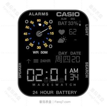 卡西欧CASIOPRM登山经纬心率日期简约酷黑白黄商务运动.clock