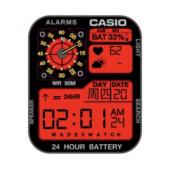 卡西欧CASIOG怀旧复古简约系列地图炫酷黑红三盘.clock