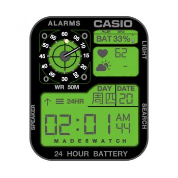 卡西欧CASIOG怀旧复古简约系列地图个性炫酷黑绿三盘.clock