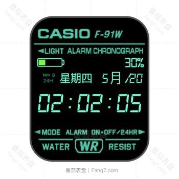 卡西欧CASIOGMW方块简约系列个性炫酷黑绿.clock