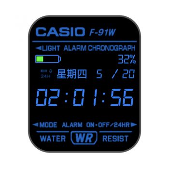 卡西欧CASIOGMW方块简约系列个性炫酷黑蓝.clock