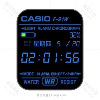 卡西欧CASIOGMW方块简约系列个性炫酷黑蓝.clock
