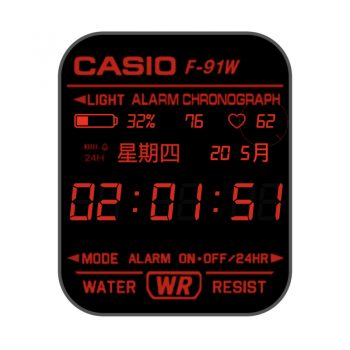 卡西欧CASIOGMW方块简约系列个性炫酷黑红.clock