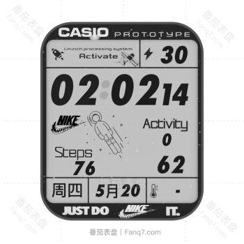卡西欧CASIO网红卡通太空人系列动态旋转小人粉红色的NIKE简约表盘.clock