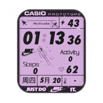 卡西欧CASIO网红卡通太空人系列动态旋转小人个性粉红色简约表盘.clock