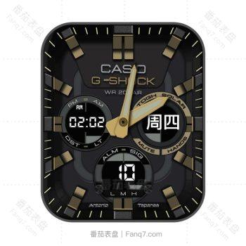 卡西欧CASIO简约炫酷黑金三盘指针.clock