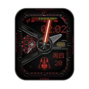 卡西欧CASIO简约炫酷暗黑系黑红双盘指针.clock