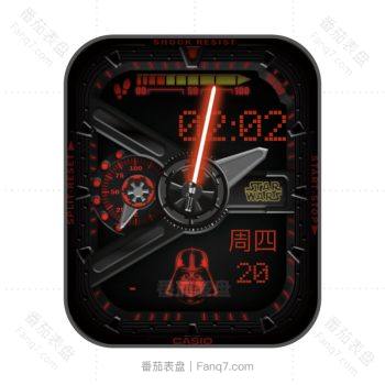 卡西欧CASIO简约炫酷暗黑系黑红双盘指针.clock
