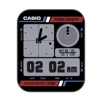 卡西欧CASIO简约复古汽车指示三盘红黑.clock