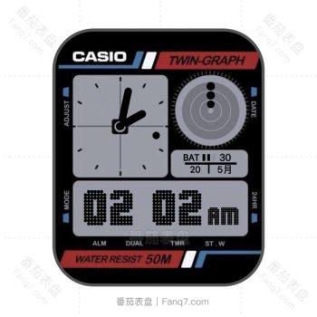 卡西欧CASIO简约复古汽车指示三盘红黑.clock