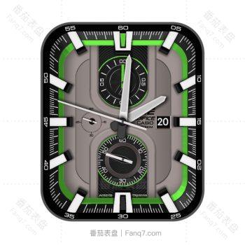 卡西欧CASIO-EFS简约个性炫酷绿黑三盘指针.clock
