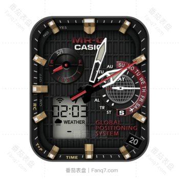 卡西欧CASIO-GA简约炫酷黑红三盘指针.clock