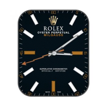 劳力士ROLEX格磁型116400GV黑橙简约的线条、橙色的闪电形秒针表盘.clock