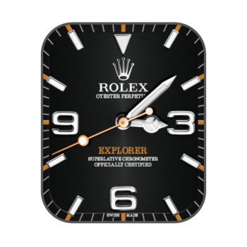 劳力士ROLEX探险家型黑色表盘白色刻度特色3、6及9数字.clock