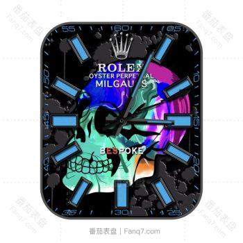 劳力士ROLEX炫酷暗黑多彩骷髅表盘荧光多彩刻度个性潮流简约.clock