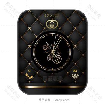 GUCCI古驰高级黑金棱形循环背景独角兽表盘.clock