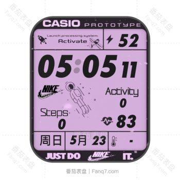 CASIO卡西欧紫色太空人NIKE獠牙动态背景表盘.clock