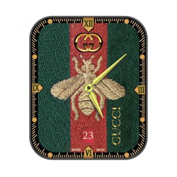 GUCCI古驰金色经典红绿小蜜蜂古朴绒布表盘.clock