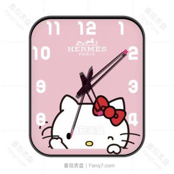 HERMES爱马仕粉色kitty猫主题卡通表盘.clock