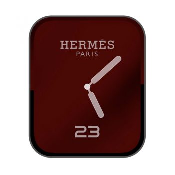 Hermes爱马仕酒红深色简洁表盘.clock