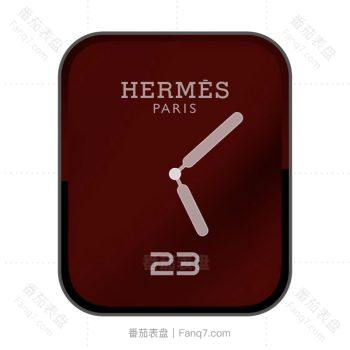 Hermes爱马仕酒红深色简洁表盘.clock