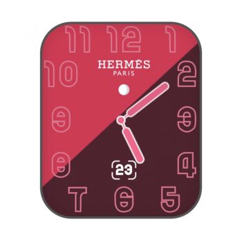 Hermes爱马仕浅红撞色斜切字体描边简约表盘.clock