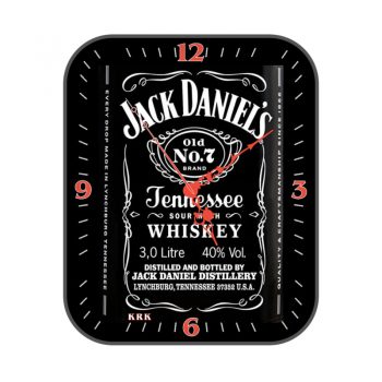 JACK DANIELS文字图案酷黑红logo表盘.clock