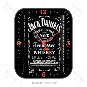JACK DANIELS文字图案酷黑红logo表盘.clock