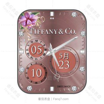 Tiffany蒂芙尼玫瑰金紫粉百合三盘钻石镶嵌奢侈表盘.clock