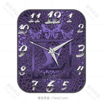 LV紫色金属logo标蜜粉银简单表盘.clock
