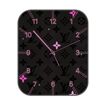 LV棕皮亮粉经典DAMIER方格图案表盘.clock