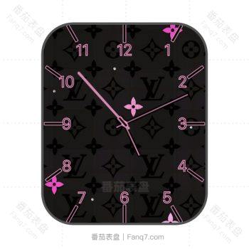 LV棕皮亮粉经典DAMIER方格图案表盘.clock