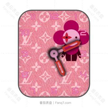 LV粉色经典DAMIER方格图案动态小人表盘.clock