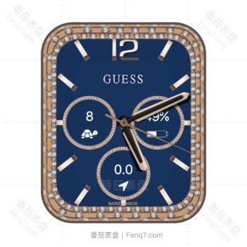 GUESS盖尔斯古典三盘深蓝金简约表盘.clock