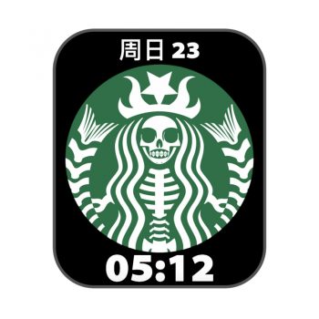 星巴克骷髅人鱼圆形简单表盘.clock