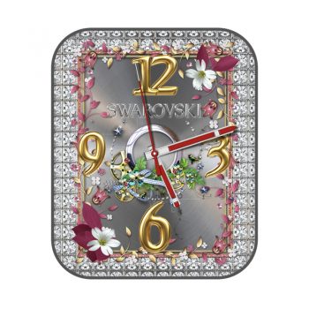 swarovski施华洛世奇酷银时间鎏金花朵点缀高级表盘.clock