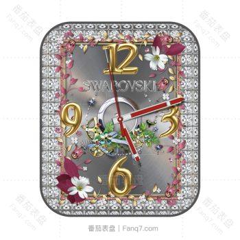 swarovski施华洛世奇酷银时间鎏金花朵点缀高级表盘.clock