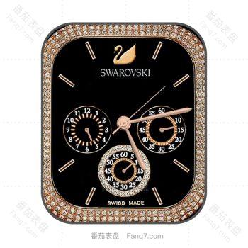 swarovski施华洛世奇酷黑金边钻石镶嵌三盘高级奢华表盘.clock